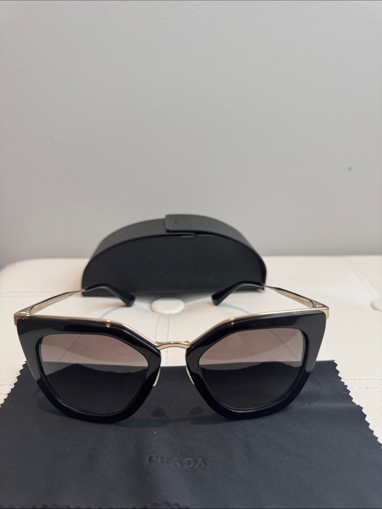 Prada Accessories - Prada Black and Gold Cat Eye Sunglasses